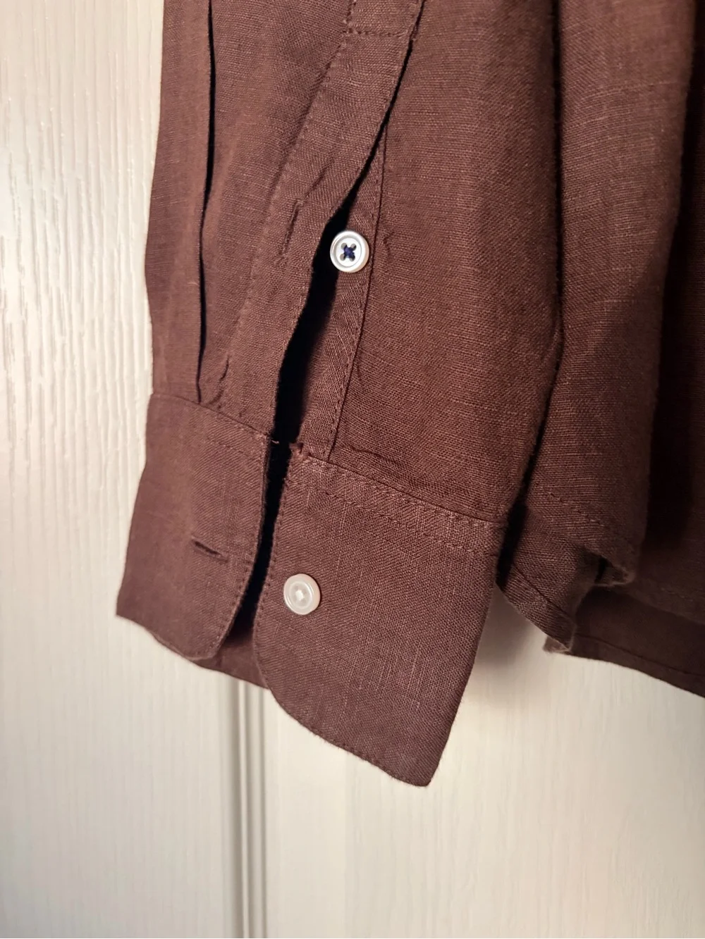 J. Crew Baird McNutt Women’s Brown Button-Up Linen Shirt, Slim, 12